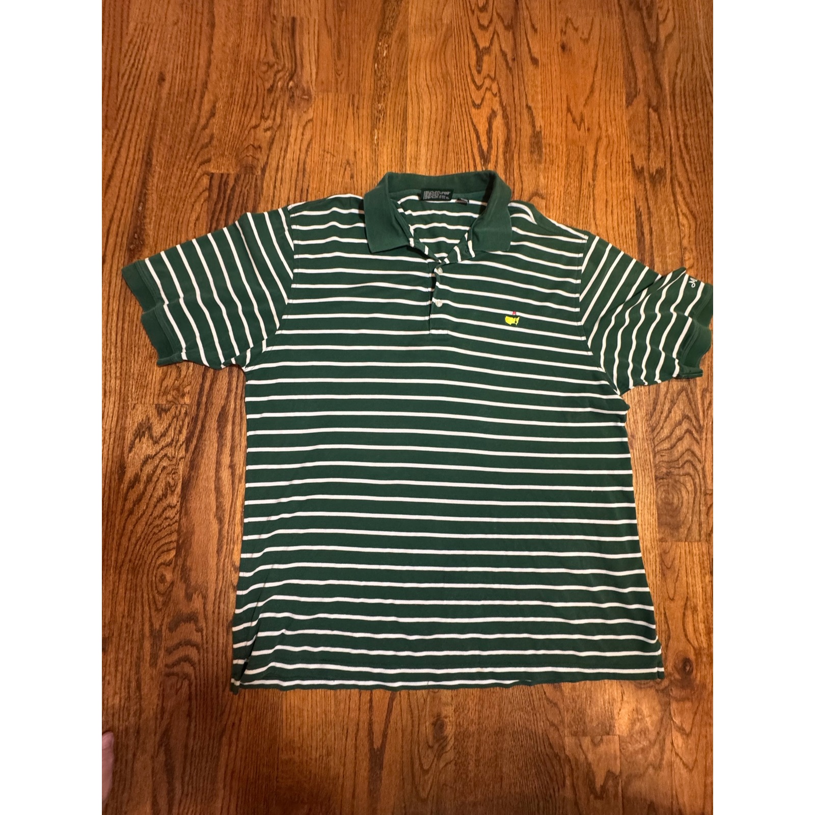 Masters Collection Mens Xl Green White Striped Pima Cotton Golf Polo Shirt
